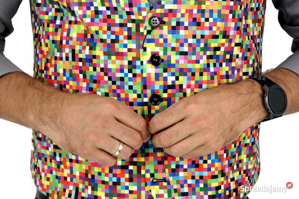 GIOVANNI PERA Kamizelka Męska D608 piksele różne