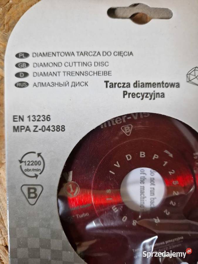 Tarcza diamentowa z otworami stal 125 mm inter Głogowa sprzedam