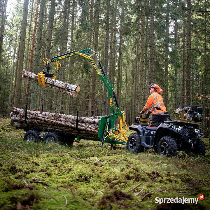 Przyczepa leśna do ATV z żurawiem 36 m silnikiem Kutno