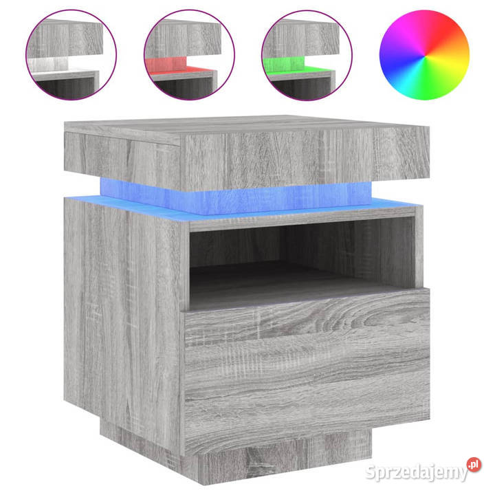 Szafki nocne z LED 2 szary dąb sonoma 40x39x485 Warszawa