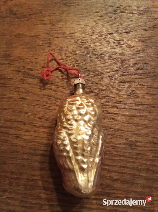 Bombka sowa srebrna z niebieskimi oczami lata Warszawa