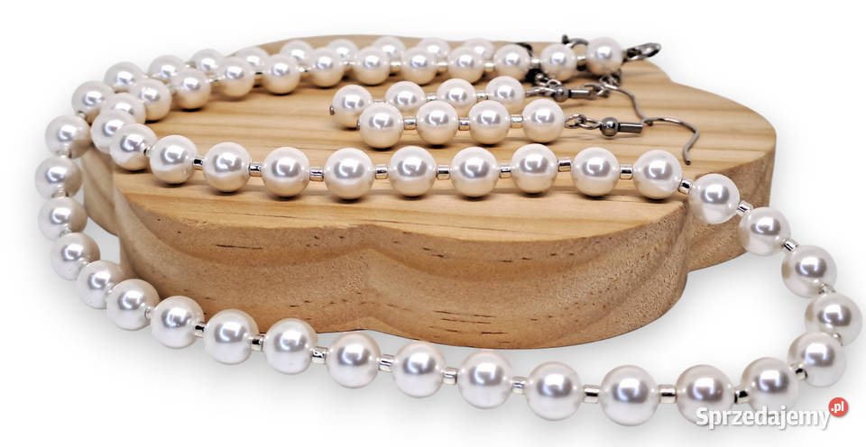 Komplet korale kolczyki z perły PERŁA MAJORKA Zestawy biżuterii