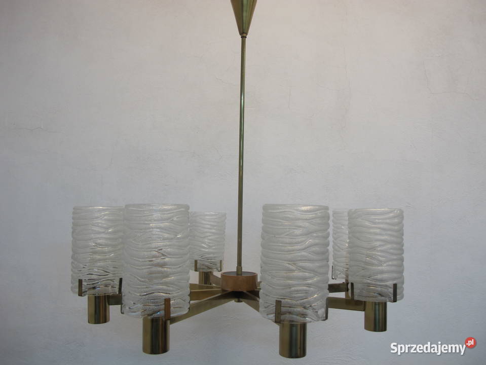 Żyrandol mosiężny lampa art deco 8 kloszy 8 sprzedam