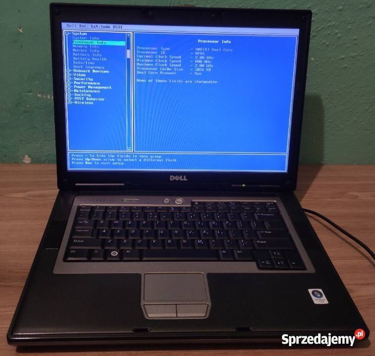 Sprawny Dell Latitude D531 z RS232 WIFI wgrany