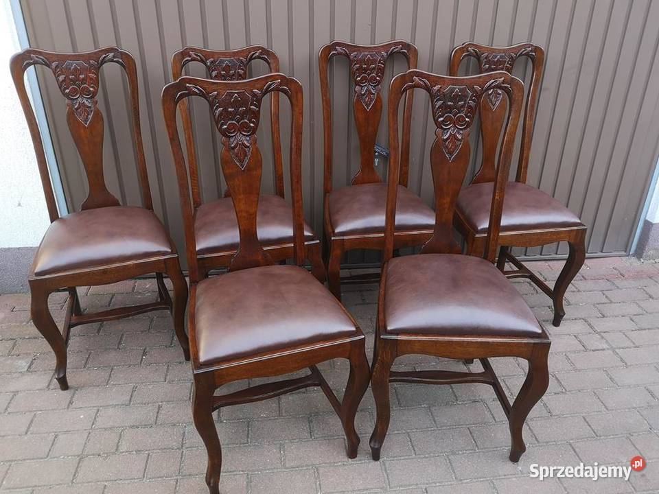 Krzesła Dębowe Wysokie Stare Antyk Komplet 6 Swarzędz sprzedam