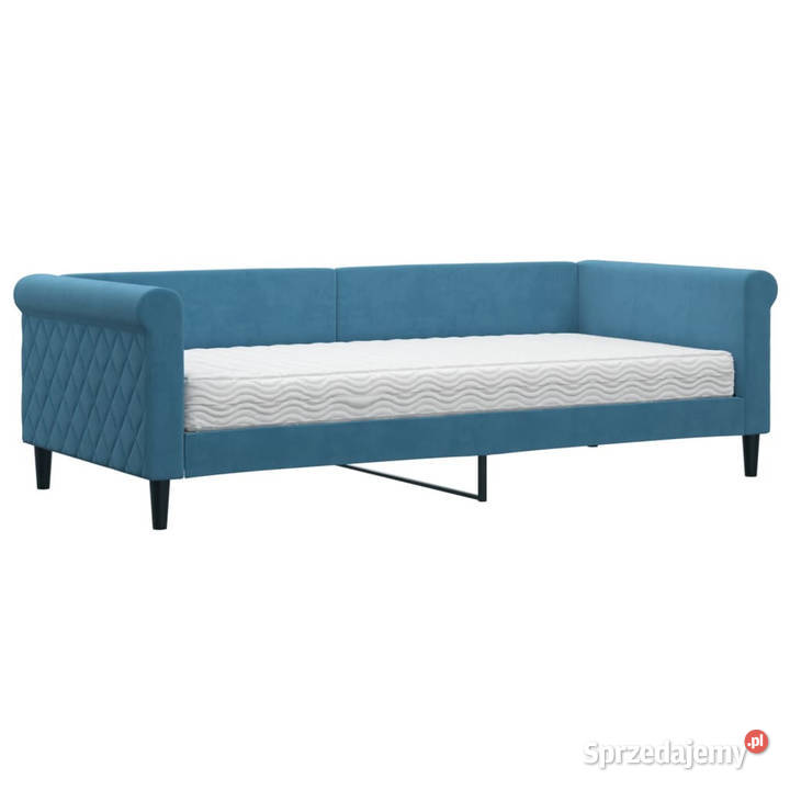 Sofa z materacem do spania niebieska aksamit 229cm Warszawa