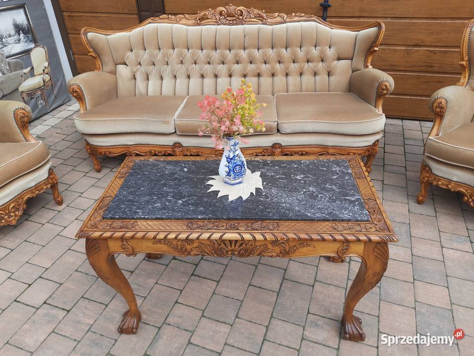 stolik na lwich łapach z marmurem Mielnica Duża