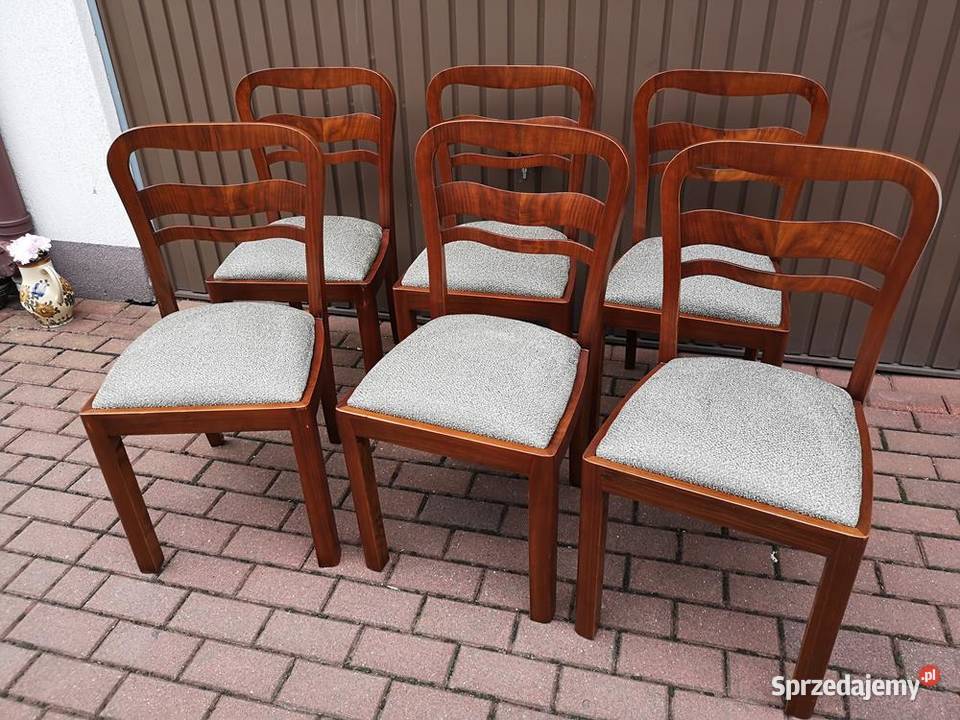 Krzesła ARTDECO OrzechBuk Stare Antyk Komplet 6 Swarzędz
