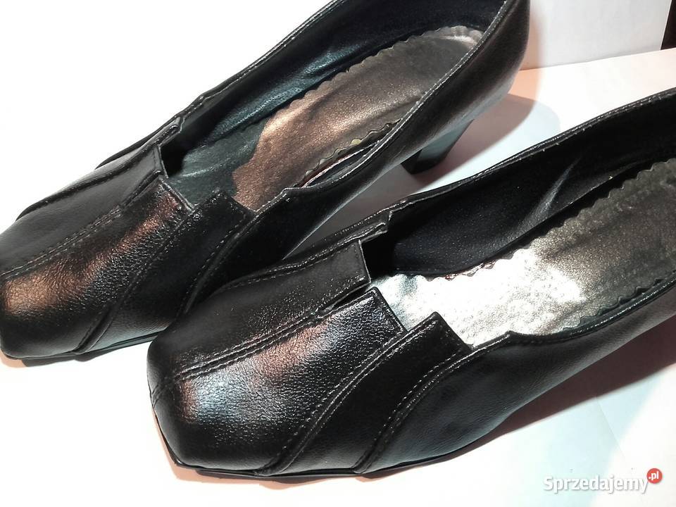 Buty damskie na obcasiku 5 skóra naturalna prod czarny śląskie Katowice sprzedam