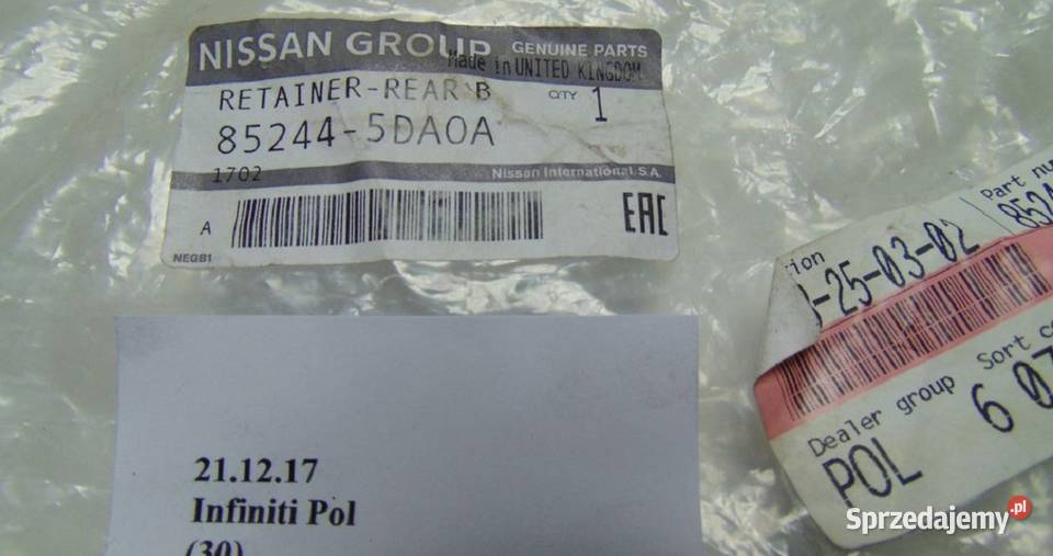 ŚLIZG PRAWY TYŁ 852445DA0A INFINITI Q30 QX30 wielkopolskie Nowy Tomyśl