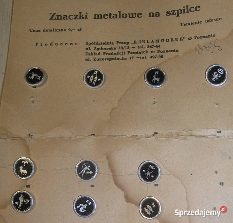 przypinka pinsa vintage znaki zodiakuDd Bartków