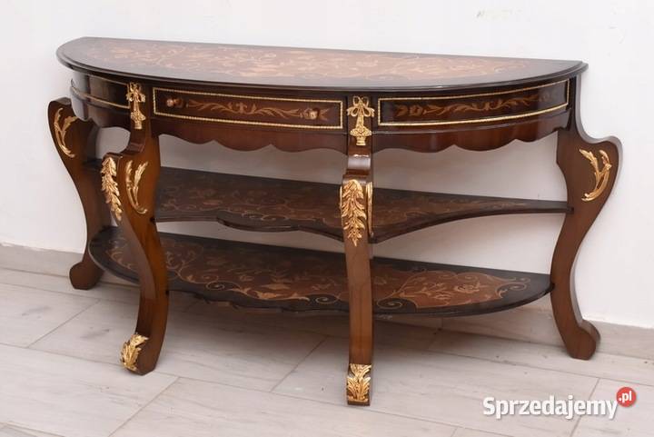 Piętrowa Drewniana Konsola Przyścienna Stolik Kraków