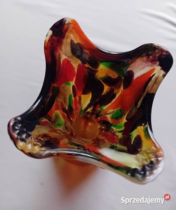 Pięknie wybarwiony ręcznie formowany wazon wielkopolskie Koźminek