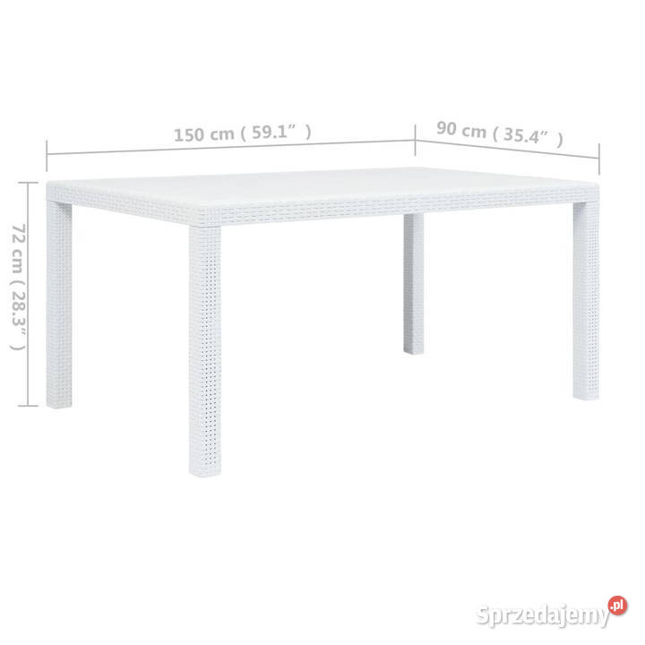 Stół ogrodowy 150x90x72 plastikowy biały WM45604 Stoły i stoliki ogrodowe mazowieckie