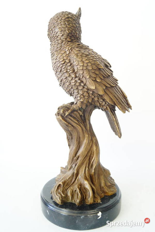 Figura z brązu DUŻA SOWA symbol mądrości rzeźba Gizałki