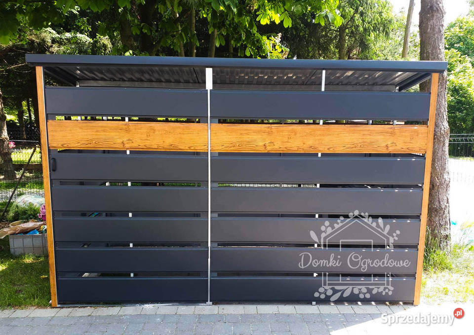 Wiata śmietnikowa spad tył 2x15 antracyt