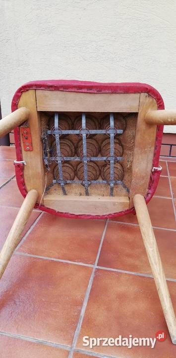 Krzesło pawie oko prl art deco fotel czerwony Garwolin