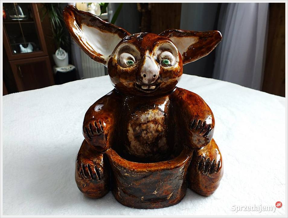 Stara figurka Gremlina 17,5cm ceramika glazurowana z lat 80-tych