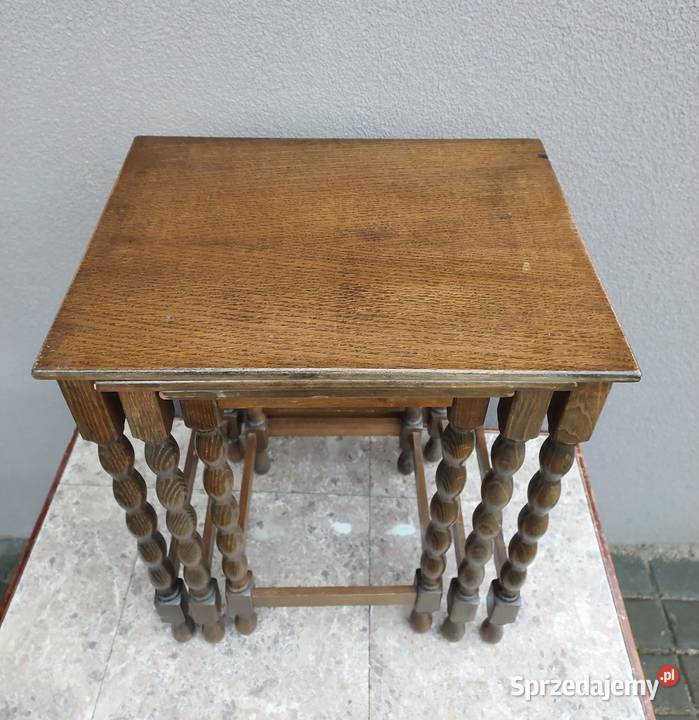 Małe podręczne stoliki dębowe trojaki zestaw 3 Tczew