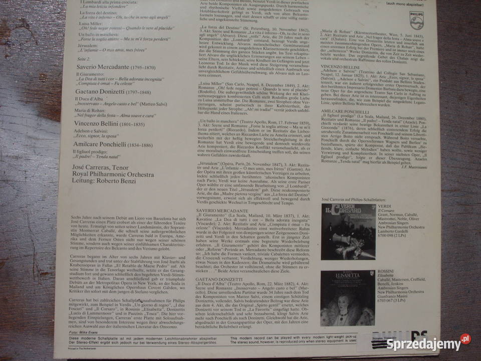 Klasyka LP JOSE CARRERAS ROBERTO BENZI 1976 Wołów