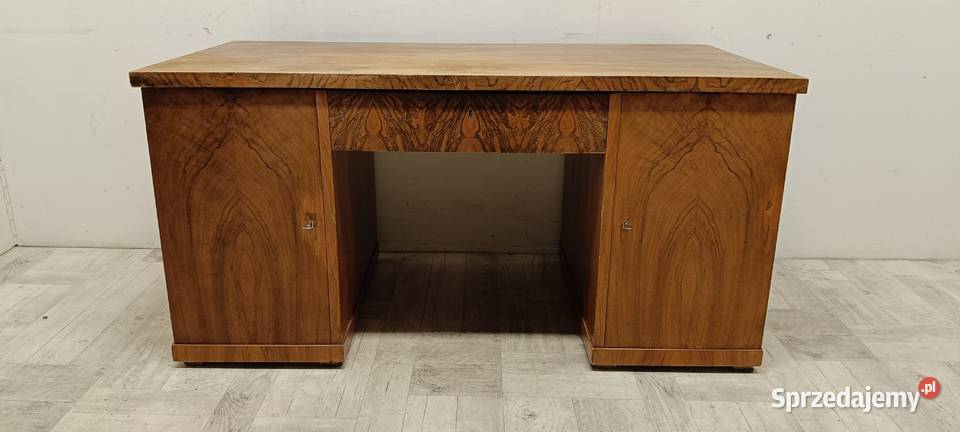 biurko art deco stare drewniane dwustronne Radomsko