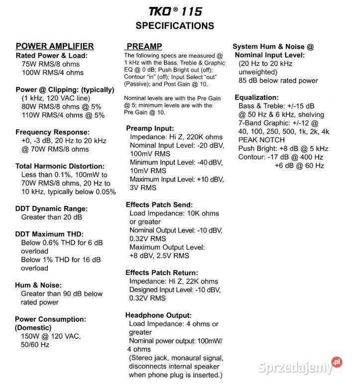 Peavey TKO 115 Wzmacniacz combo do basu praworęczna śląskie Tarnowskie Góry