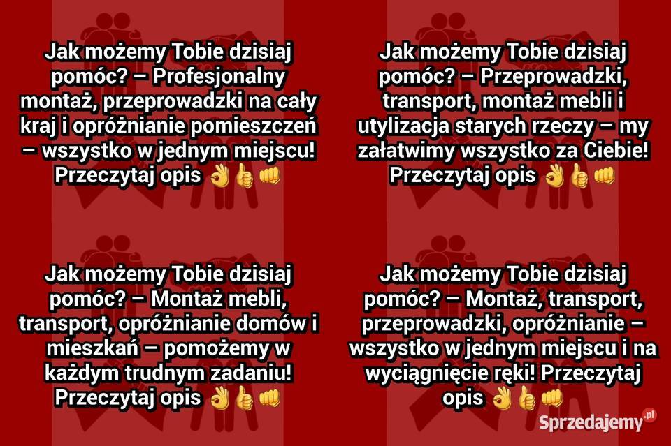 Transport przeprowadzki utylizacje montaże Ty Częstochowa