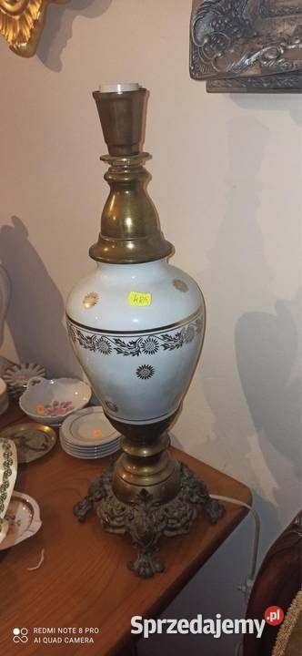 lampa z mosiądzu i porcelany pomorskie Gdańsk