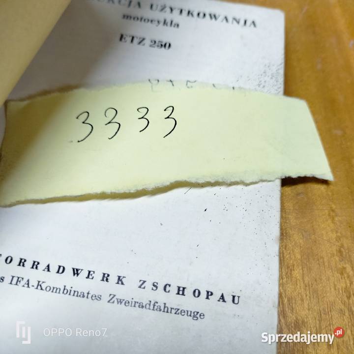 Instrukcja użytkowania ETZ 250 wydanie 4 sprzedam