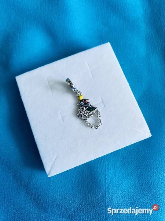 nowa unikatowa zawieszka charms beads choinka srebro