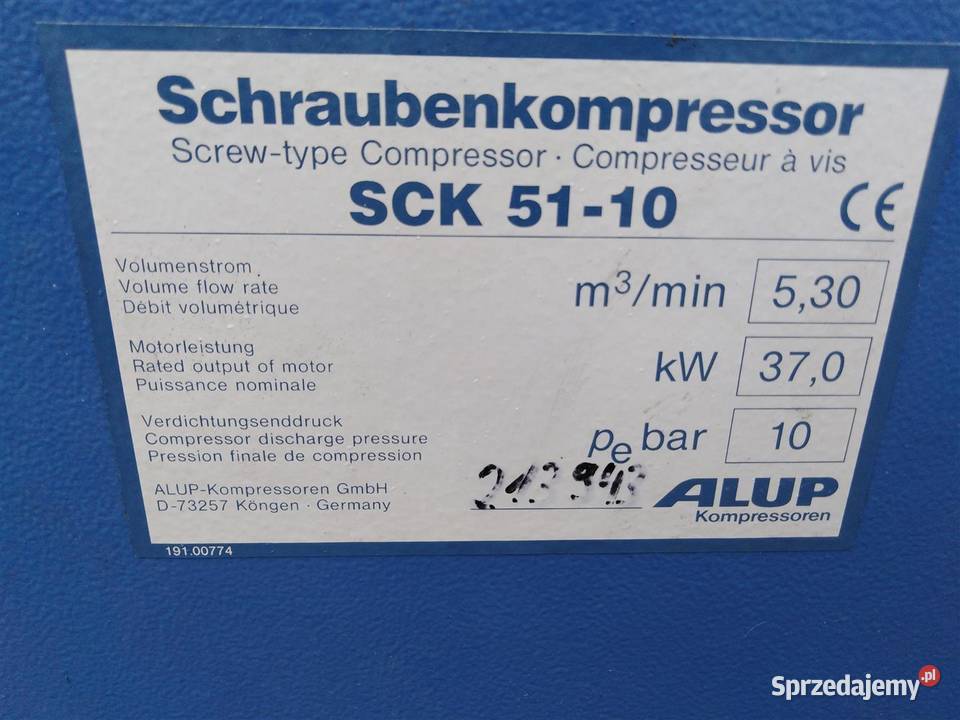 Sprężarka ALUP SCK 5110 37 KW opolskie Wilków
