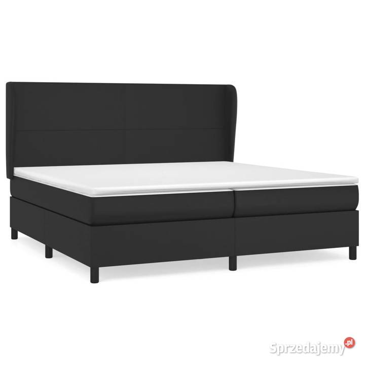 Łóżko z Materacem Kontynentalne Czarne Ekoskóra 128cm Łóżka sprzedam