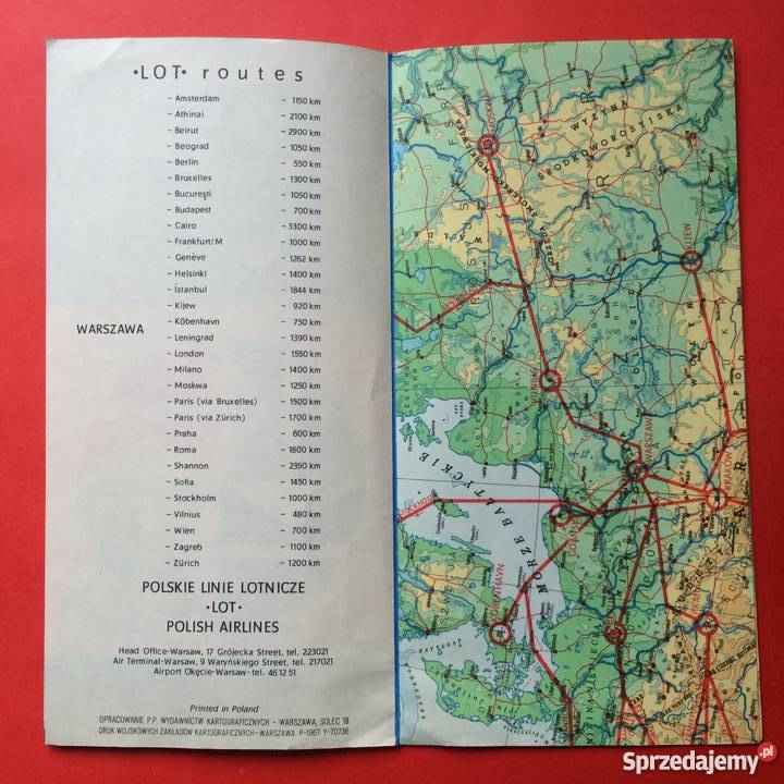 1138 Mapa Polskich Linii Lotniczych LOT Szczecin