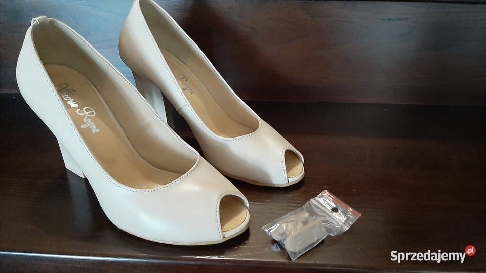 Czółenka szpilki beżowe skórzane Aleksandrów Łódzki