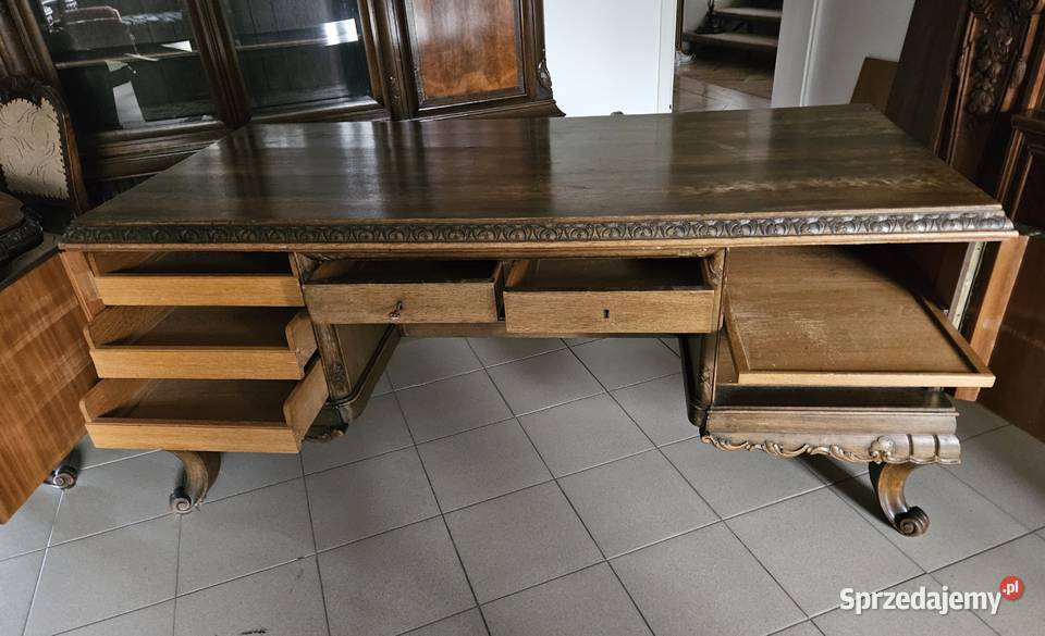 Duży komplet mebli gabinetowych dębowe z Szczecin