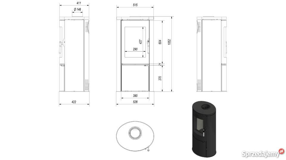 KratkiPiec KOZA AB wylot spalin fi 150 moc 8kW brykiet Góra Kalwaria