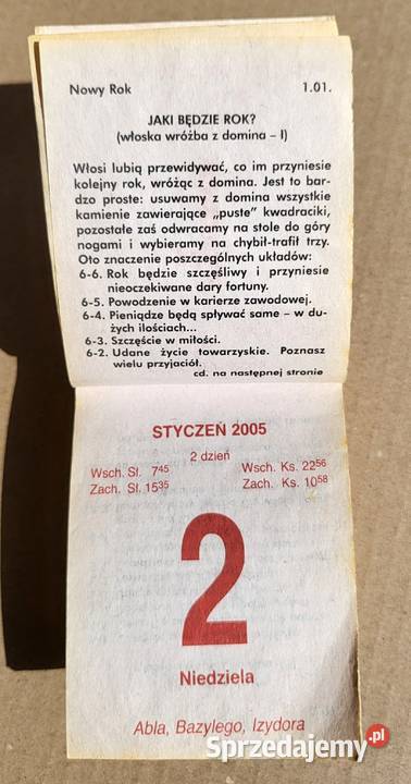 Kalendarz zdzierak 2005 Włodawa sprzedam