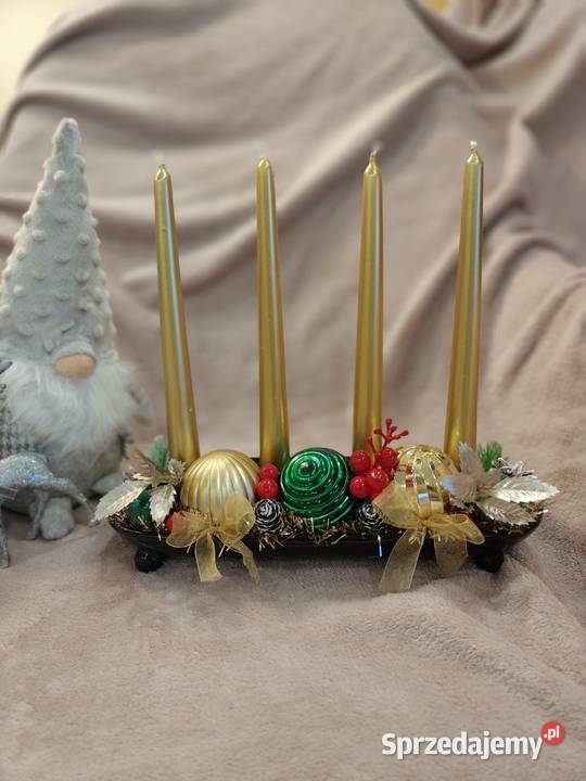 Świąteczne świeczniki idealne na wigilijny stół Rękodzieło łódzkie Ozorków