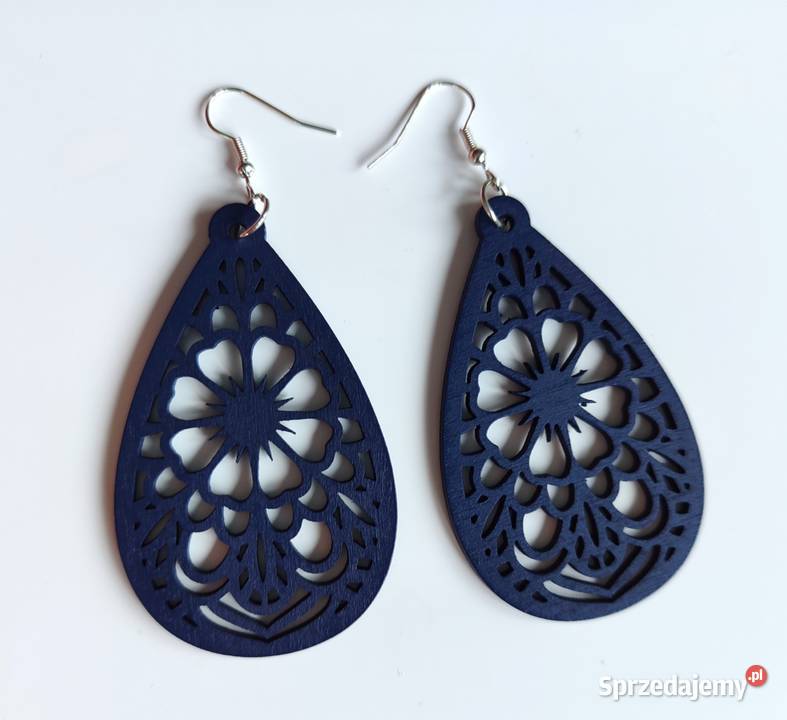 Nowe kolczyki drewniane kropelki Katowice