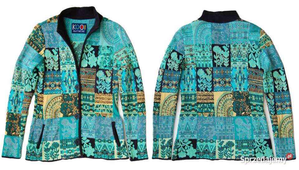 KOOI Knitwear turkusowy kardigan sweter damski