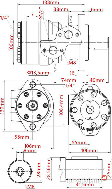 Silnik Hydrauliczny BMR SMR OMP 25 3 ALSG2 GR2 Części zamienne Solec Kujawski