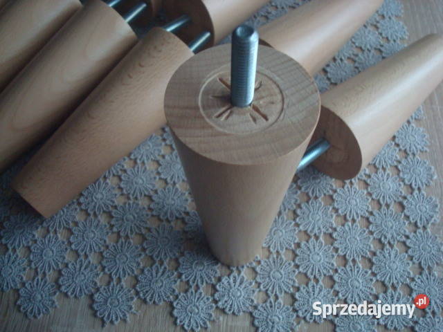 Noga bukowa toczona stożek 13 lakier ze szpilką Bądkowo