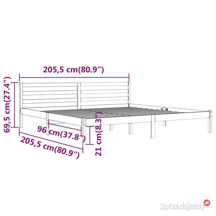 Rama łóżka lite drewno sosnowe białe 200x200
