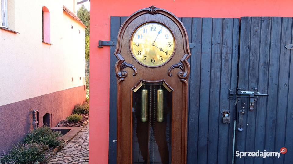 Piękny Stojący Dębowy Zegar Baba Firmy Fms Ziębice