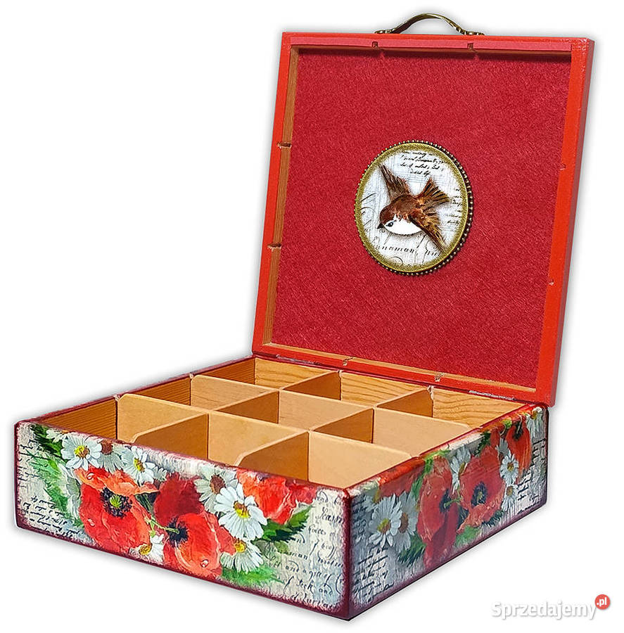 HERBACIARKA pudełko drewniane 9 przegród MAKI wielokolorowy kujawsko-pomorskie Bydgoszcz