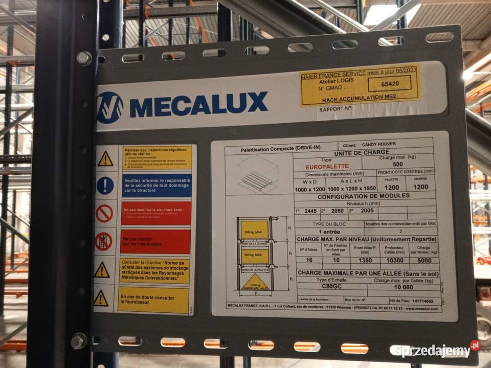 REGAŁY WJEZDNE DRIVEIN MECALUX 676 miejsc Magazynowanie Wrocław