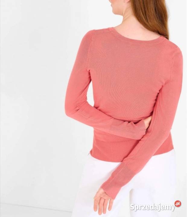 Nowy dopasowany sweter z guzikami koralowy z Rozpinane  Warszawa
