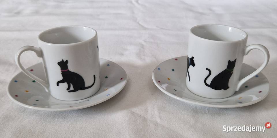 2 filiżanki do espressopodstawki zestaw kociarza Filiżanki i spodki Warszawa