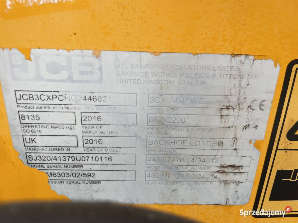 Koparko Ładowarka JCB 3CX 2016 5200 mth joystick Ślesin