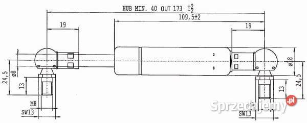 Sprężyna gazowa L173 mm 250N Stabilus CA9693BC